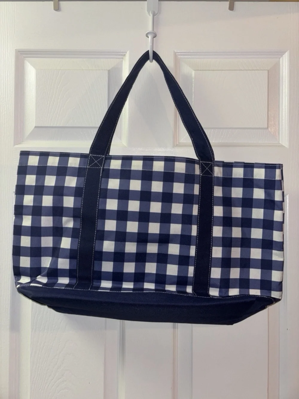 Share Gingham - Embroidered Letter “B” Monogram Tote Bag